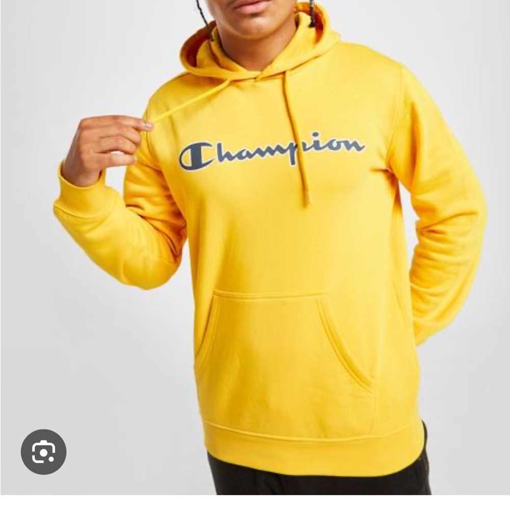 Champion Men's Bright Yellow Hoodie